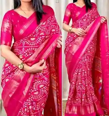 Kalamkar Design Cotton Silk Saree Indian Saree Designer Saree Partywear Sari • $37.99