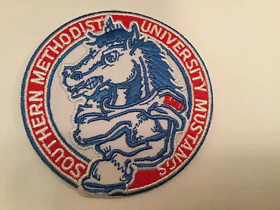 SMU Southern Methodist University VINTAGE EMBROIDERED IRON ON PATCH 2.75” • $6.95