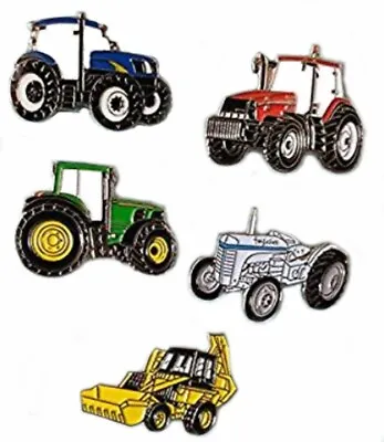 Tractor Diggers Set Of 5 Metal Enamel Pin Badge Farmyard Countryside • £6.50