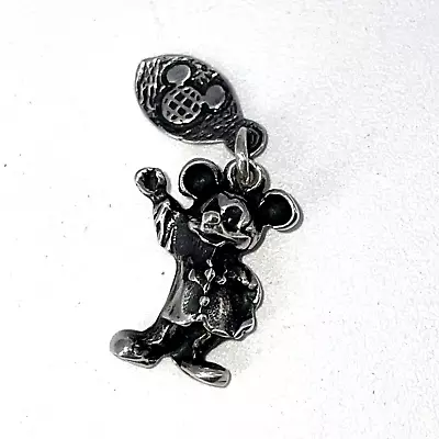 Sterling Silver Charm - Vintage 3-D Mickey Mouse With Disney Tag • $16