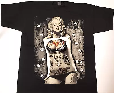 Marilyn Monroe T-shirt Diamonds Forever Tattoo Art Tee Men's 3XL Black New • $19.76