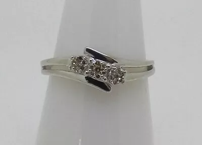 Solid 9ct White Gold Diamond Dress Ring - Size O • $234