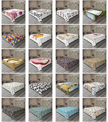 Ambesonne Cartoon Print Flat Sheet Top Sheet Decorative Bedding 6 Sizes • $26.99