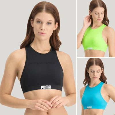 £18.99 • Buy Puma Racerback Bikini Top Sports Bra Booster Pads 50+ UV Sun Protection