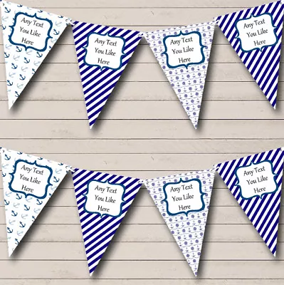 Party Banner Bunting Blue & White Boat Nautical Sailing Beach Seaside Themed • £8.49
