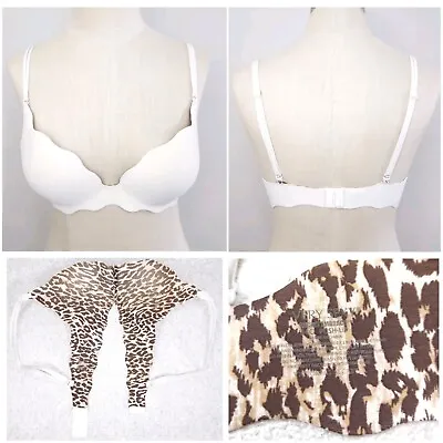 Victoria's Very Sexy Secret Embrace Push-Up Bra Sz 34C Beige Leopard Convertible • $35.99