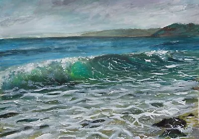 Falmouth Seascape Painting Original Acrylics On Paper 420mm W X 297mm H Surf • £40