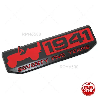 For Jeep Front Fender Door 75 TH Anniversary 1941 Logo Emblem Nameplate Badge • $14.99