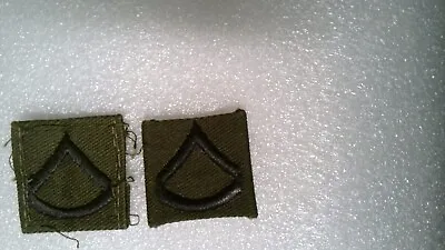 Military Patch Sew On Rank Set Of 2 Pulled Off Uniforms Od Green Pfc Private Fir • $1.99