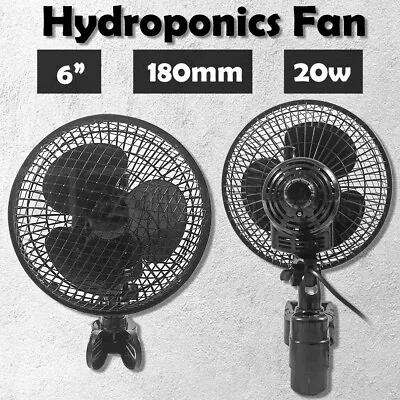 2 Speed 6  Hydroponic Grow Tent Oscillating Clamp Clip Fan Quiet 180MM Vertical • $36.99