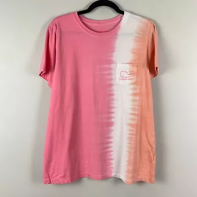 Vineyard Vines Tie Dye T Shirt Womens Large Pocket Whale Crew Neck Short Sleeve • $15.95