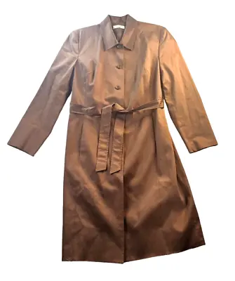 Amanda Smith Belted Trench Coat Raincoat Womens Size 12 Brown Cotton • $24