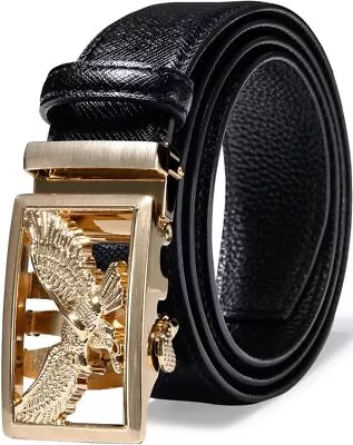 Barry.Wang Mens Formal BeltFull Grain Leather With Automatic Buckle Nickel Free • $48.32