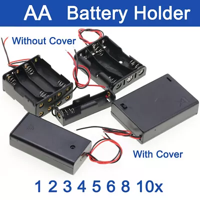 AA Battery Holder Box Case 1 2 3 4 6 8 10x Connector Open/With Cover With Switch • £32.22