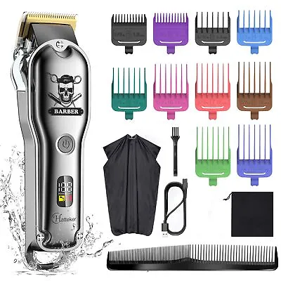 HATTEKER Hair Clipper Mens Beard Trimmer Professional Hair Cutter Kit Cordless • £33