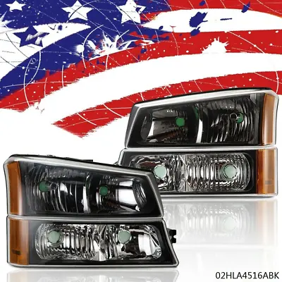 Fit For 2003-2006 Chevy Silverado Black Housing Headlights Park Signal Lights US • $53.88