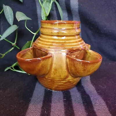 Vintage McCoy Strawberry Planter Pot Brown Drip Glaze Succulent Vase 3020 VTG • $30