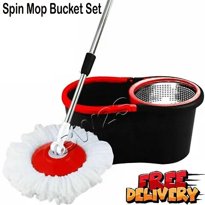 £17.70 • Buy 360° Floor Magic Spin Mop Bucket Set Microfiber Rotating Dry Heads Bucket Home