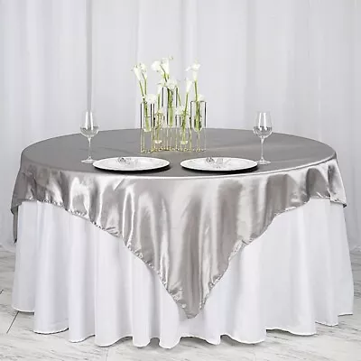 6 Pack 72  Square SATIN Table OVERLAYS Wedding Table Linens Decorations SALE • $33.95