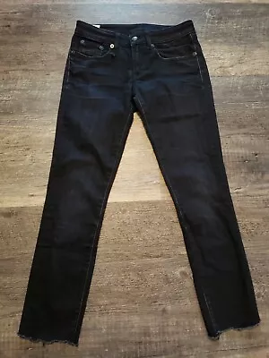 R13 Skinny Jeans Size 26 In Rinsed Black R13W0002-1 Cropped Raw Hem (d • $30