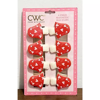 NWT: CWC - 8 Piece Figural Magnetic Bag Clips - Red Mushro0ms & Pink Hearts • $12