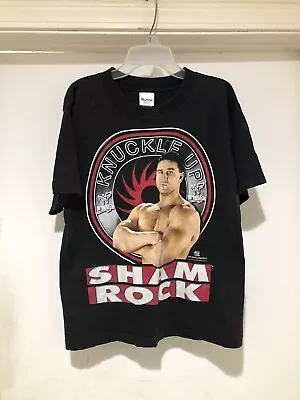 Vintage 1998 WWF Attitude Sham Rock Knuckle Up Youth T Shirt L Undertaker Rock • £20.09