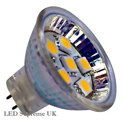 CARAVAN MR11 6 SMD LED 12V (10-30V DC) 110LM 1.2W White Bulb (~15W) • £6.98