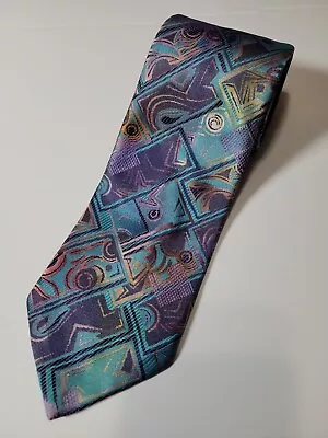 Van Heusen Editions Mens Neck Tie Vtg 1990s Look Teal Purple • $9.99