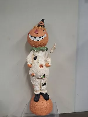 Vintage Halloween Paper Mache Pumpkin Head Clown Ghost 20  Tall • $79.94