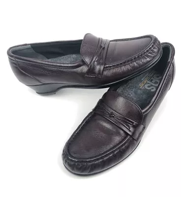 SAS Easier Antique Wine Womens 7.5 S Loafers Comfort Shoes Saddle Moccasin Heel • $39.99