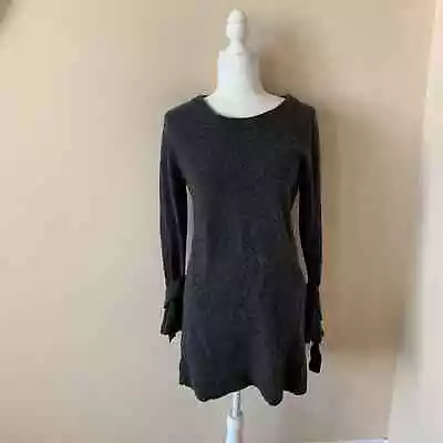 Madewell Tie-Cuff 100% Merino Wool Mini Sweater Dress XS Gray 4623 • $38