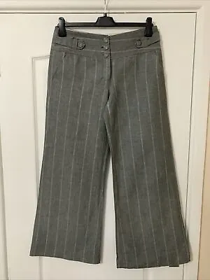 £0.99 • Buy Next Grey Striped Linen Blend Trousers Size 10 Short Ex Cond 