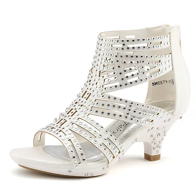 $27.99 • Buy Girls Low Heels Pumps Rhinestone Pumps Dress Shoes Wedding Shoes