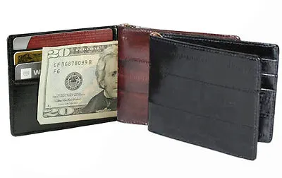 EEL SKIN Leather Men's Spring Money Clip Bifold Wallet Thin Card Holder • $28.36
