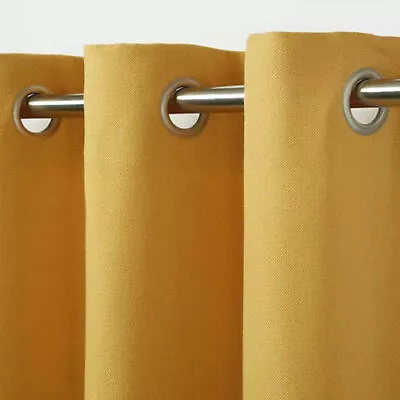 1 Pair B&Q Taowa Yellow/Mustard Plain Unlined  Ring Top Eyelet Curtains 55 X102  • £34.99