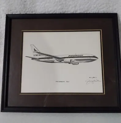 Signed Framed Piedmont Airlines 767 Airplane Jerry Miller Aviation Art Print Vtg • $49.99