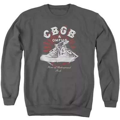 CBGB High Tops Crewneck Sweatshirt Licensed Rock N Roll Music Band Charcoal • $24.49