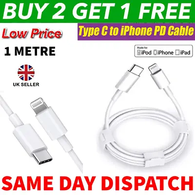 PD USB-C To Lightning Fast Charging Cable For Apple IPhone 14 13 12 Pro Max 1m • £2.79