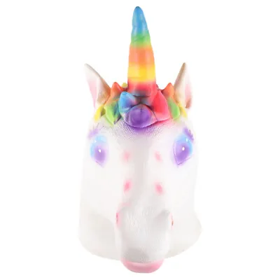 Latex Unicorn Horse Mask Halloween Cosplay Costume Props • £21.59