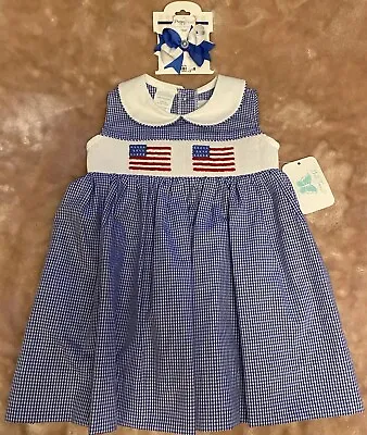 Girls NWT Betti Terrell By Johnston & Vive La Fete Smocked Dress Free Bow 12 Mos • $32.77