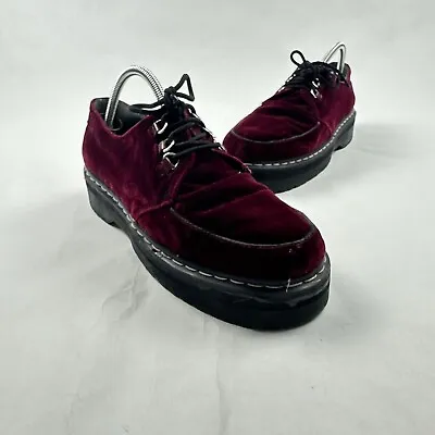 Dr Martens Aggy Creeper 1461 Red Velvet Chunky Platform Boots Agyness Deyn 10 • $125