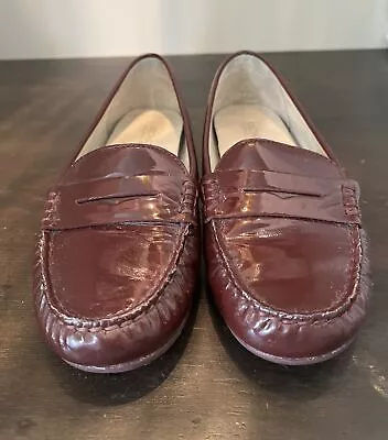 Michael Kors Slip On Penny Loafers Flats Shoes Size 7.5 Burgundy Leather • $19.99