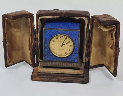 Chapness Of Bury Zenith Swiss Clock 8 Day Blue Enamel Engraved Carriage Clock • $764.66