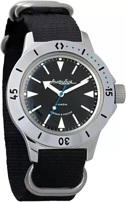 Mens Automatic Watch Vostok Amphibian 120512 Black Dial Russian Watches 20 ATM • $119.90