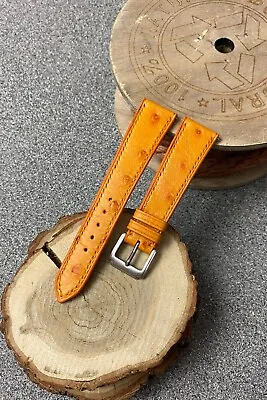 TANGERINE OSTRICH LEATHER HANDMADE WATCH STRAP CUSTOM WATCH BAND 18mm 20mm 22mm • $119