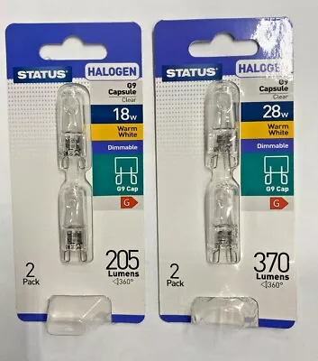 2 Pack G9 Halogen Capsule Clear Lamp/bulb Warm White Dimmable 18w 28w • £4.99