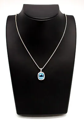 David Yurman Albion Sterling Silver Blue Topaz & Diamonds Pendant & Necklace 17  • $413.20