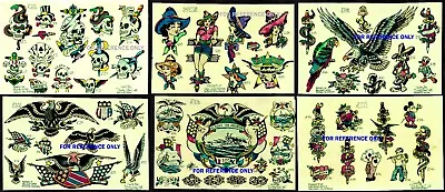 Bundle Of SIX VINTAGE Colored TATTOO Flash Badlands Tattoo Oakland CA Prints • $29