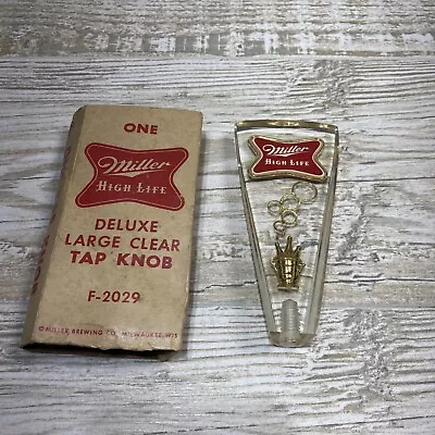 Vintage Miller High Life Beer Lucite Tap Handle - Deluxe Large Clear Tap Knob • $59.98