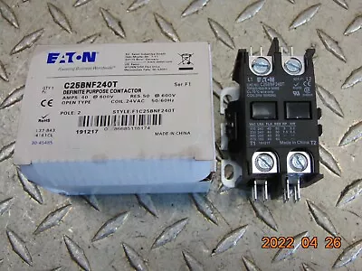 (1) NEW EATON C25BNF240T 2 Pole 24 VAC 40 AMP Definite Purpose Contactor • $21